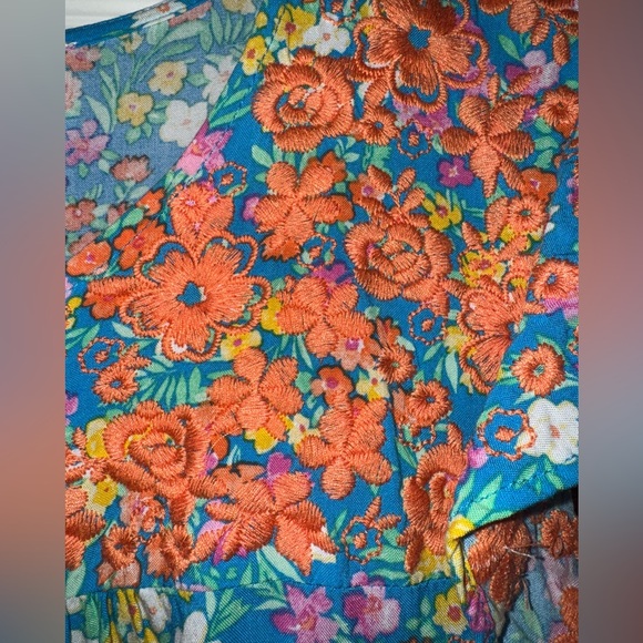 Savanna Jane Floral Blouse - Blue and Orange - Picture 4 of 4